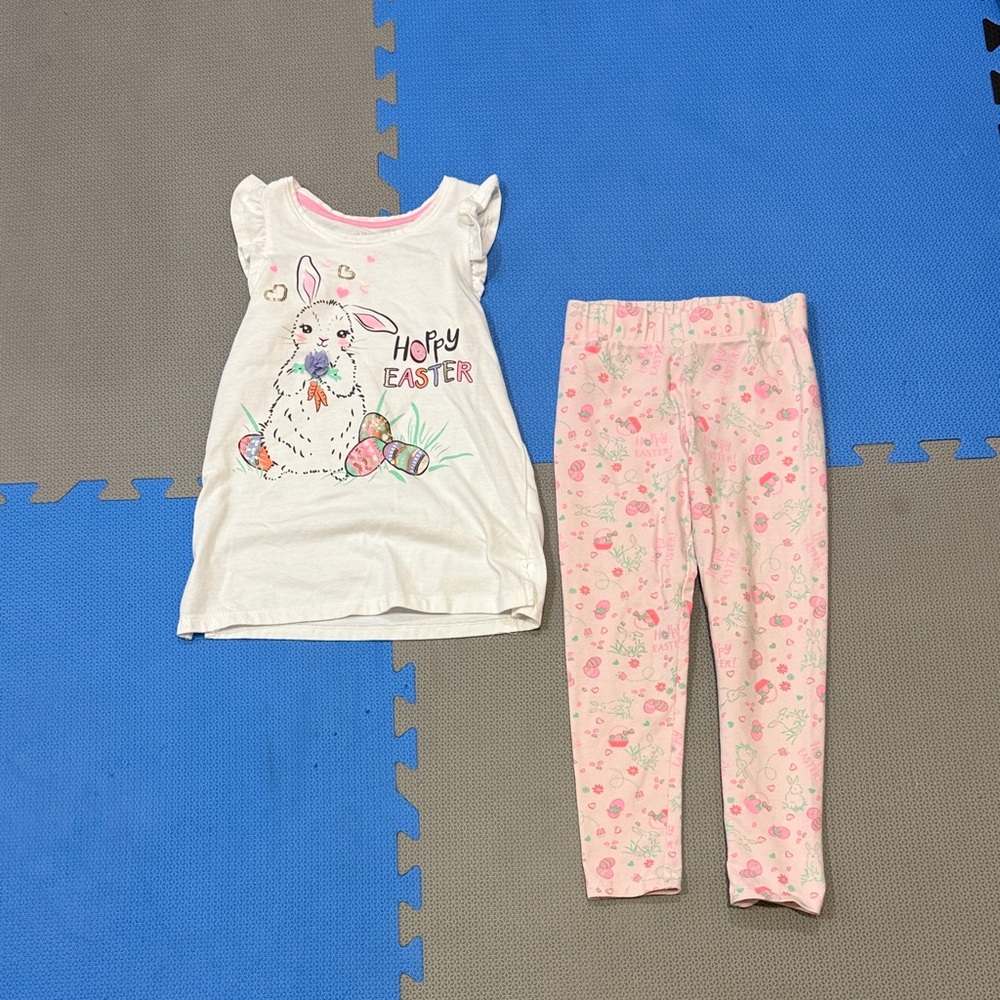 Kids Easter Bunny outfit - White and Pink size 5-6